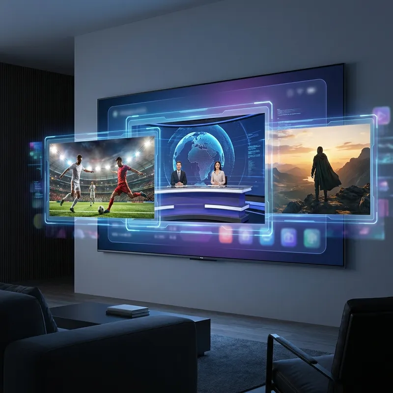 Smart TV displaying sports, news, and movies